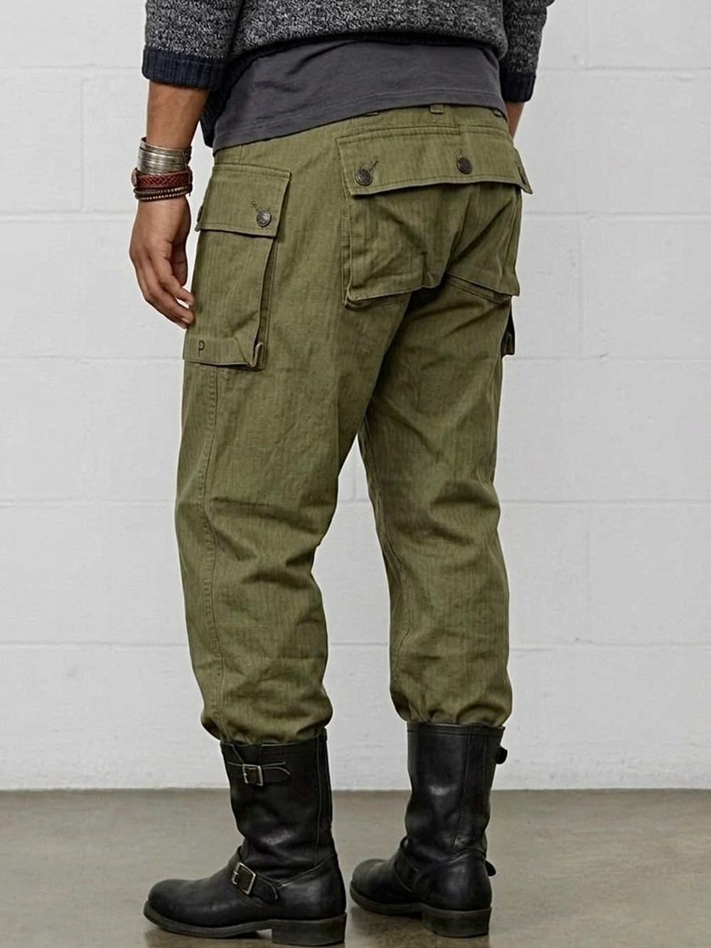 Polo Ralph Lauren Herringbone Twill Military Cargo Pants P44 Monkey Pants Size30